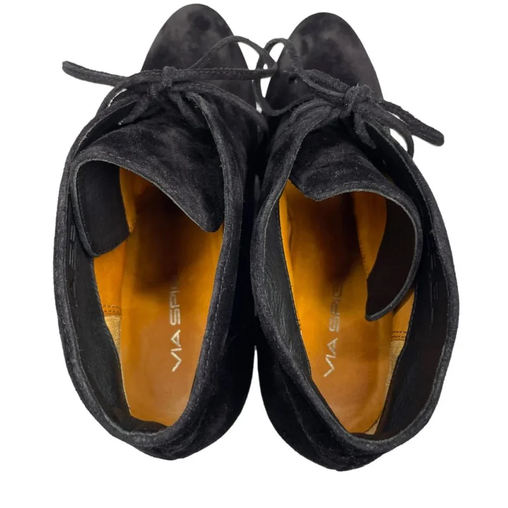 Via Spiga Womens Fedora Black Suede Leather Hidden‎ Wedge Ankle Bootie US Size 8